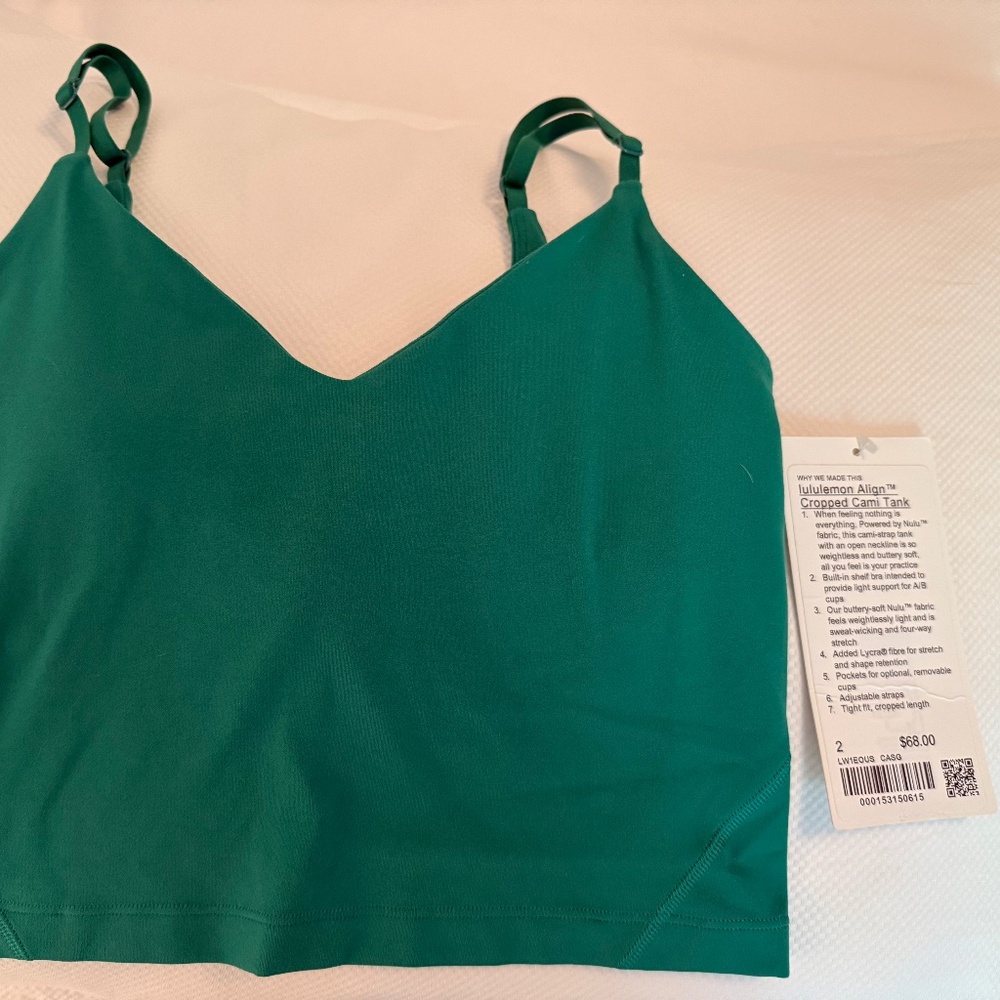 Lululemon Align Cropped Cami Tank, Size 2